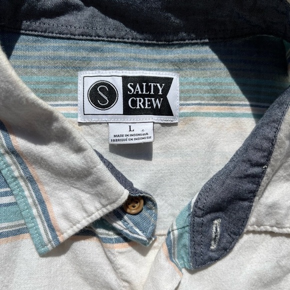 Men's Salty Crew Shirt Multicolor Button-Down L Pocket Beach Outdoor Striped - Picture 4 of 11